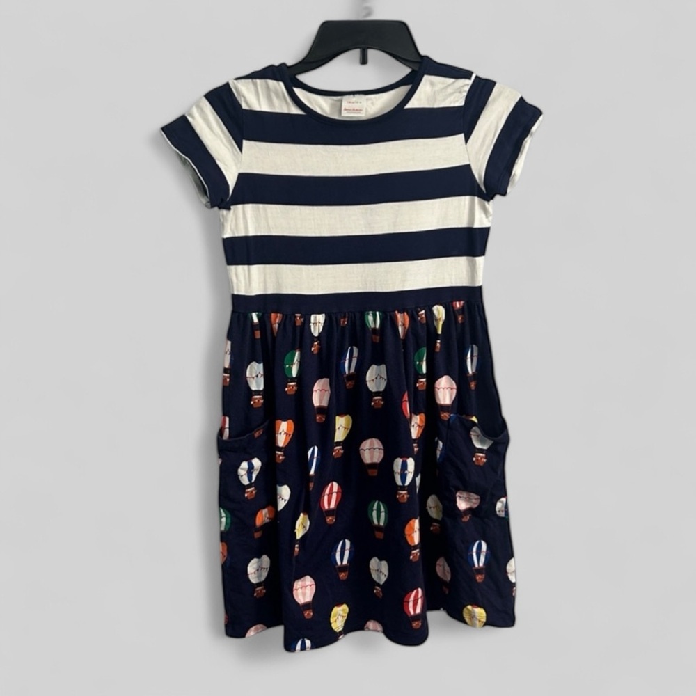 Hanna Andersson Mixie dress mid length colorful balloons pockets size US 12 150